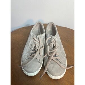 ECCO Soft 7 Womens Leather Sneakers Grey Taupe Low Top Lace Up Shoes Size 40 9